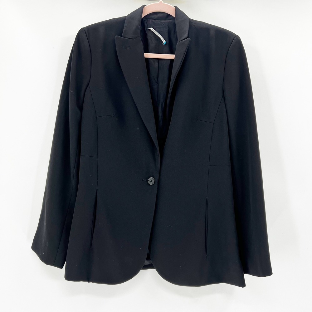 Max Studio Womens Black Single Button Blazer Jacket Size 6 Professional - Picture 2 of 6